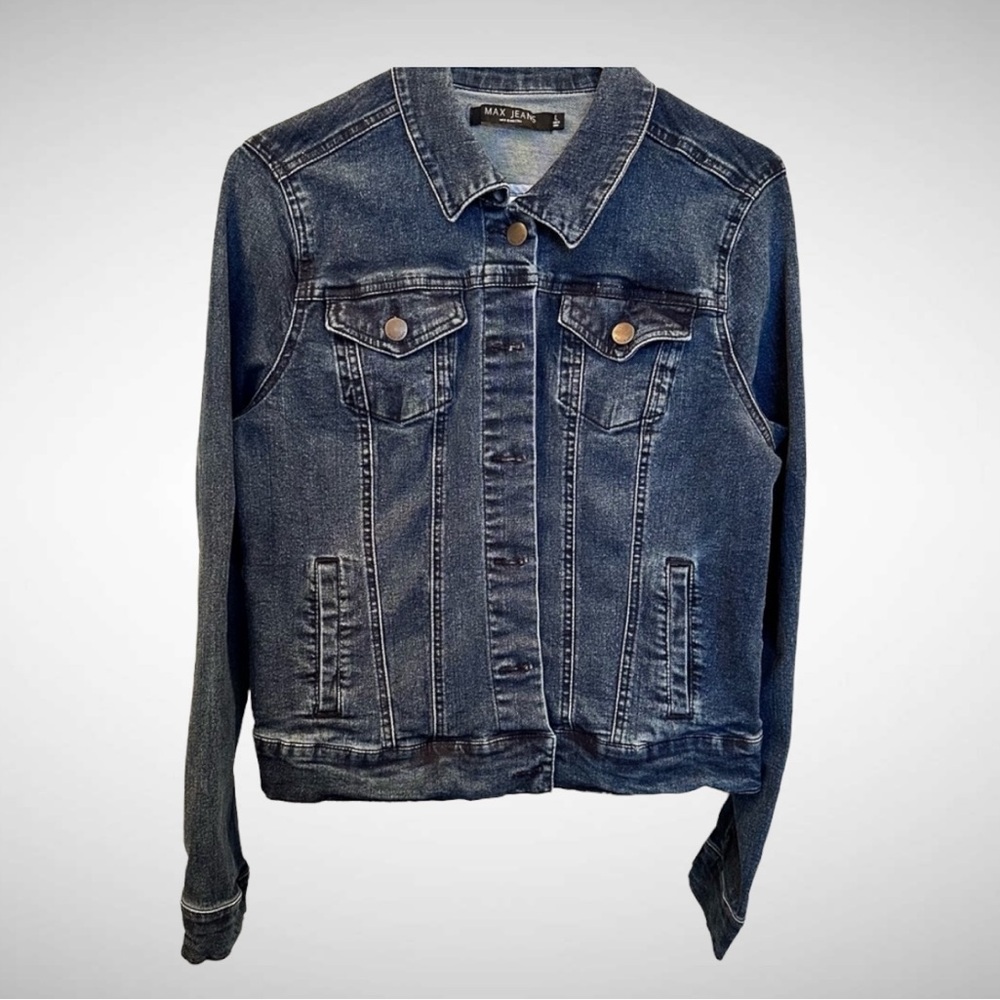 Max Jeans cotton/spandex Large dark blue jean jacket